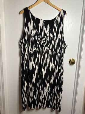 St John's Bay 3X Abstract Knit Babydoll Dress/Jumper Smocked Detail Round Neck